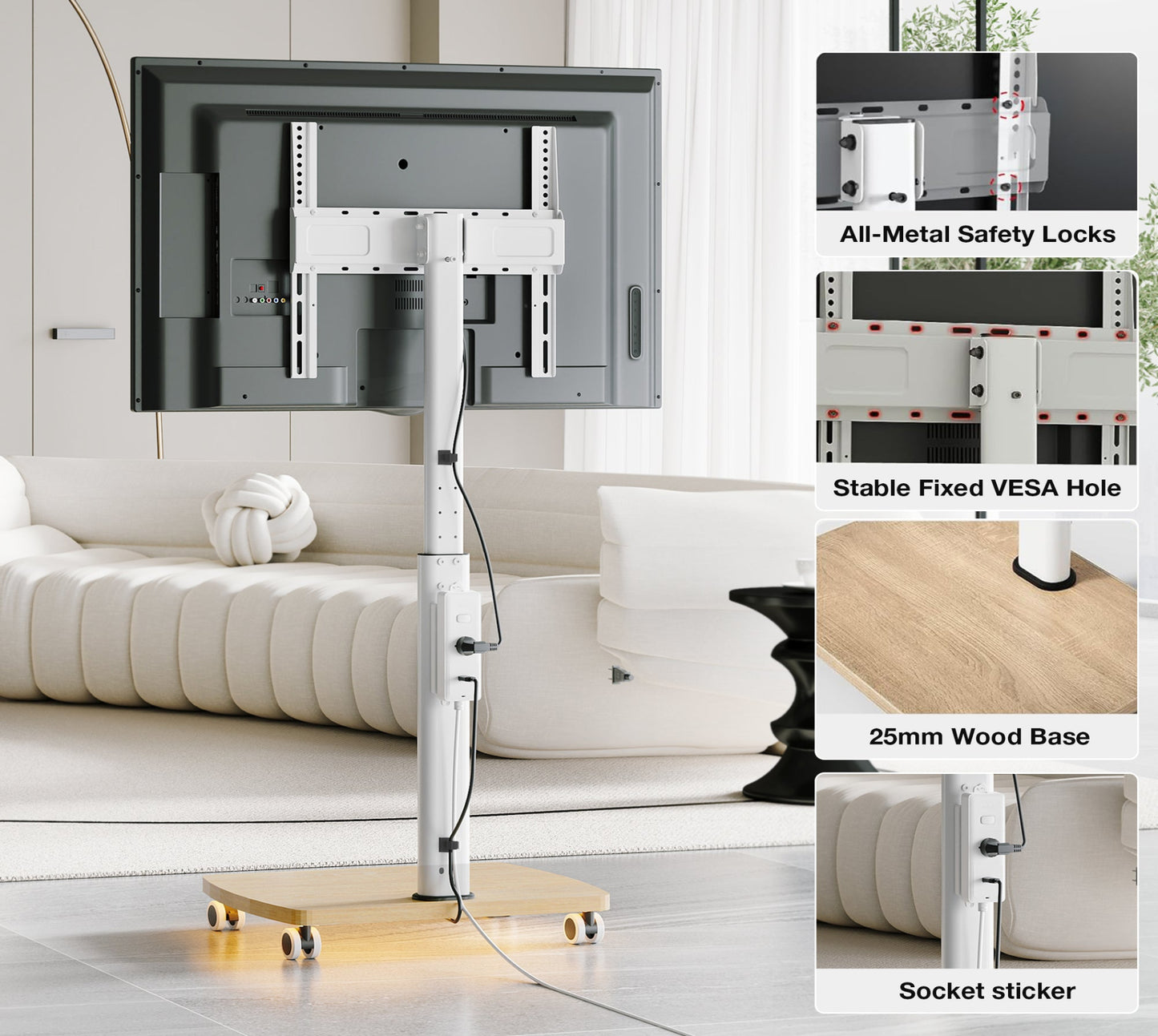CE FT65 Mobile TV Stand with LED Lights