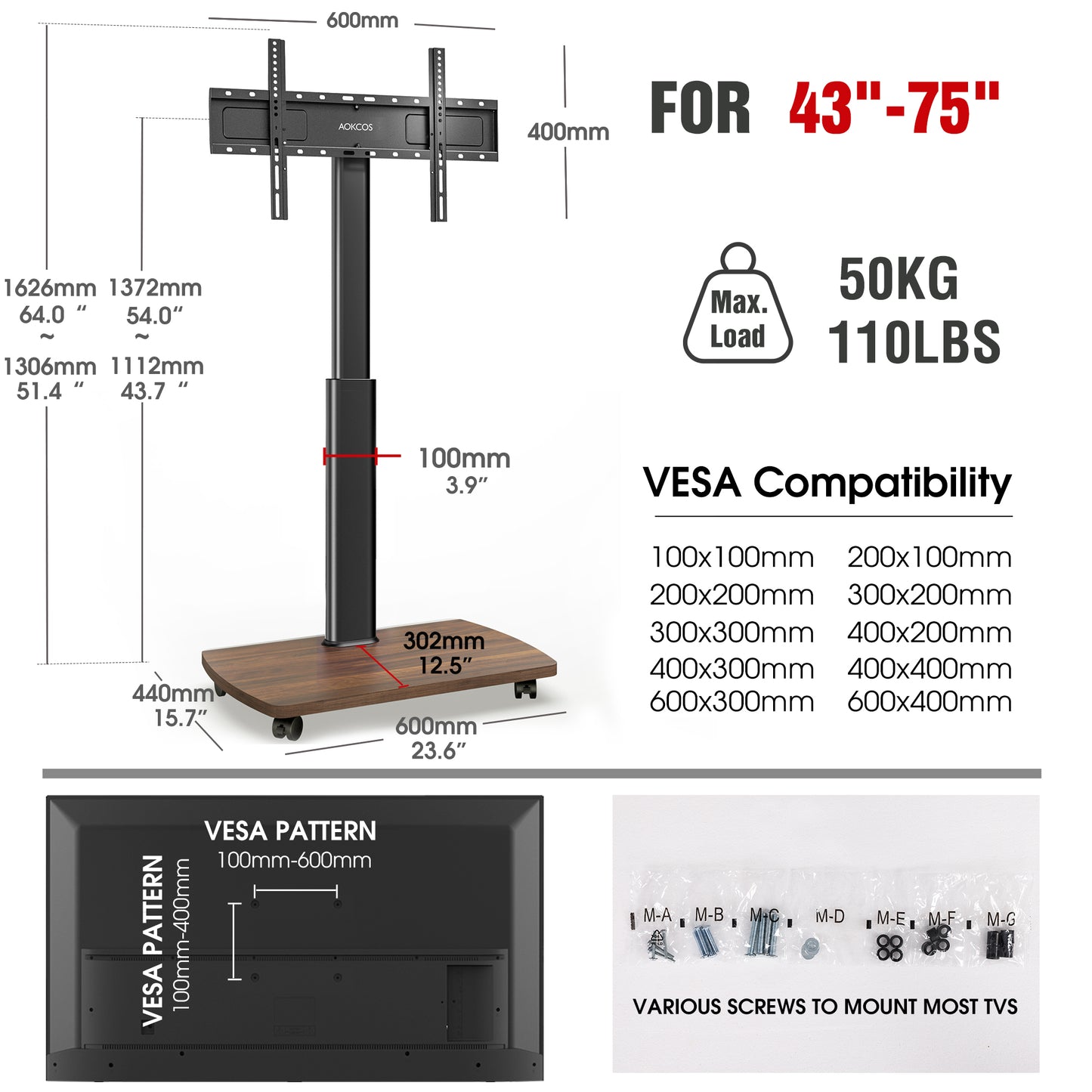 CE FT75 Mobile TV Stand