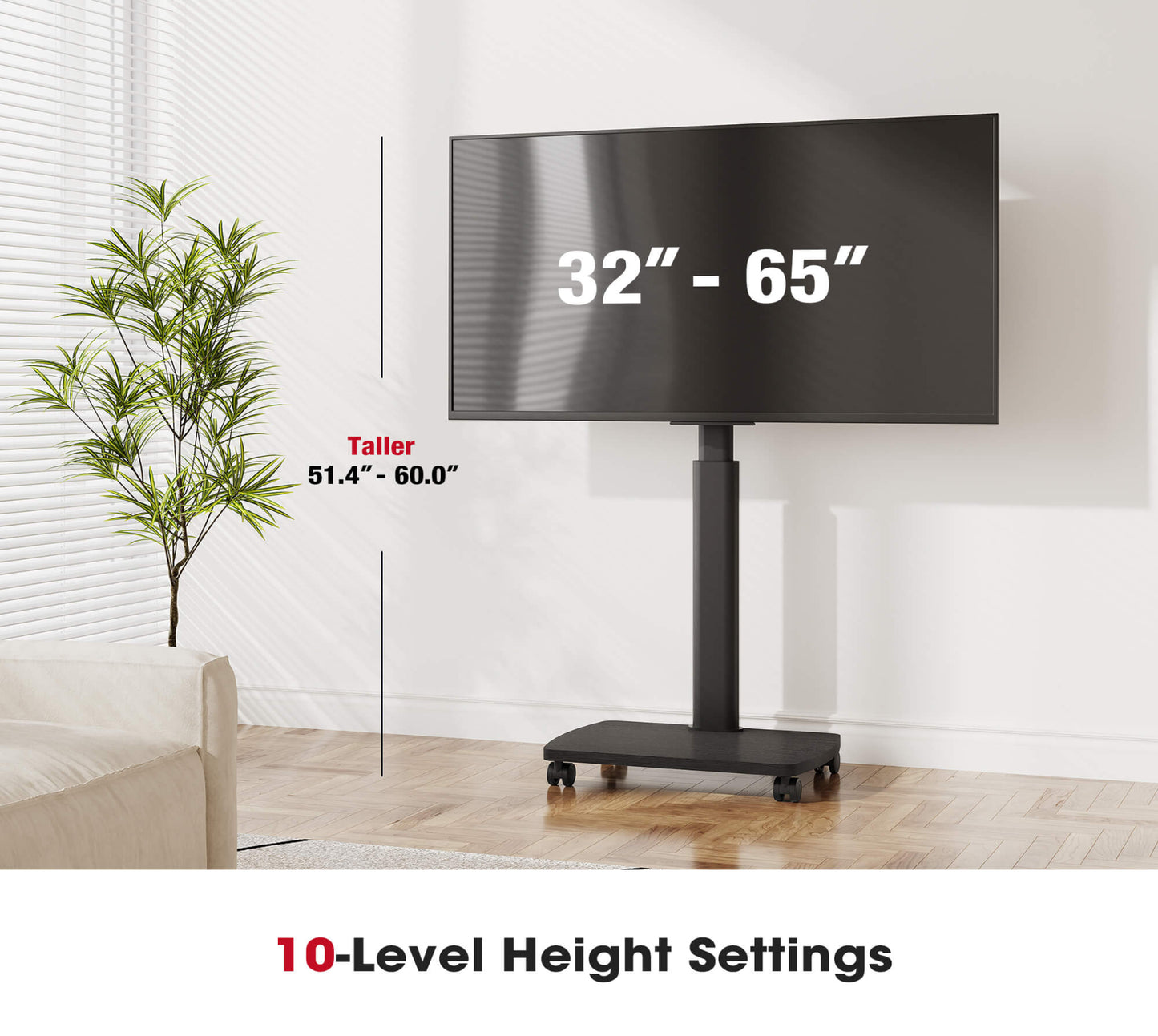 CE FT65 Portrait to Landscape Rolling TV Stand